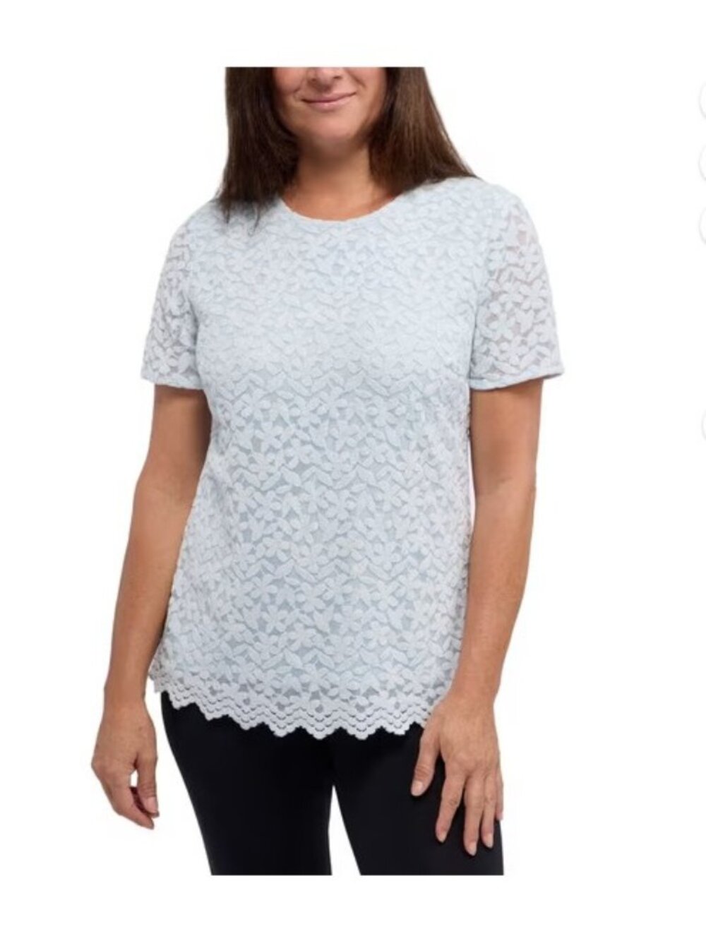 Teddi Rose Ladies' Lace Overlay Top-Light Blue-Size Large-NWOT